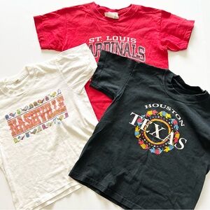 Vintage Kids Tees Bundle of 3 T Shirts Cardinals Nashville and‎ Texas